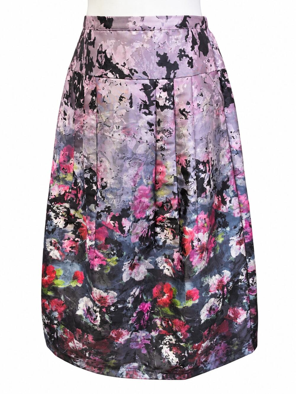 Soft Surroundings M Watercolor Floral Maxi Skirt Cottagecore Pockets Lined
